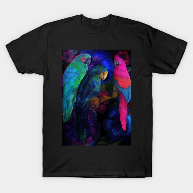 BRIGHT TROPICAL DECO POSTER ART PRINT TRIO MACAW PARROT EXOTIC DESIGN T-Shirt by jacquline8689